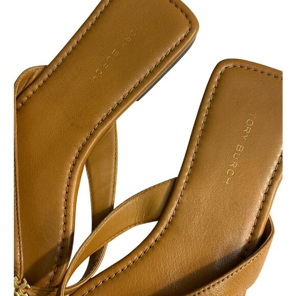 Tory Burch Classic Flip Flop Caramel Corn Brown Leather size 6 - Picture 6 of 7
